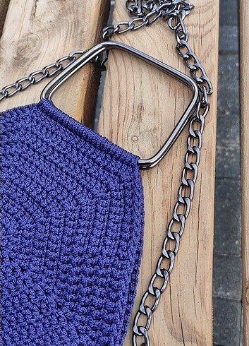 Metal aksesuarlı makrome çanta - Görsel 5