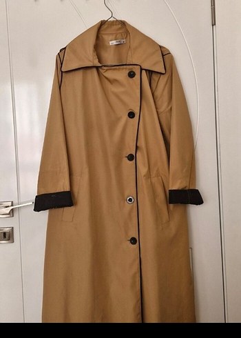 Bej Uzun Kadın Trençkot Düğmeli Regular Fit - Görsel 2