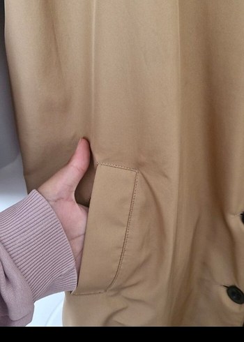 Bej Uzun Kadın Trençkot Düğmeli Regular Fit - Görsel 5