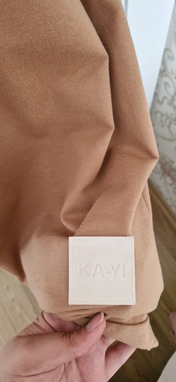 Bej Düğmeli Uzun Hamile Kabanı - Görsel 4
