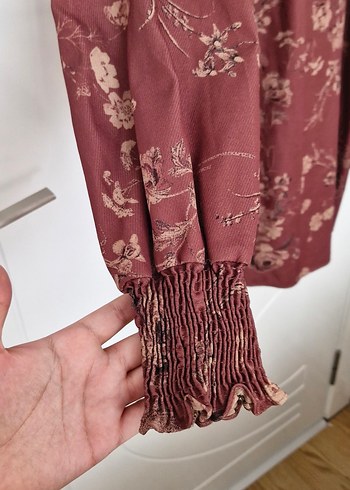 Bordo Çiçek Desenli Bohem Tunik - Görsel 3