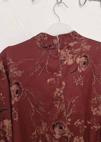 Bordo Çiçek Desenli Bohem Tunik - Görsel 4