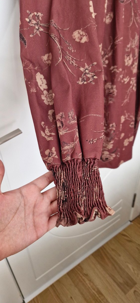 Bordo Çiçek Desenli Bohem Tunik - Görsel 3