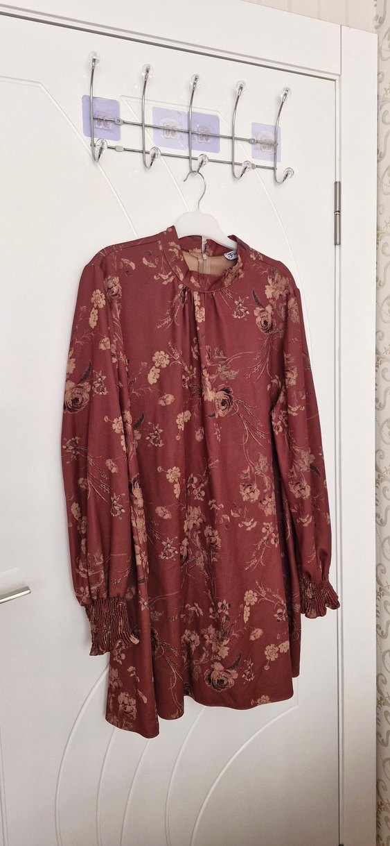 Bordo Çiçek Desenli Bohem Tunik - Görsel 2