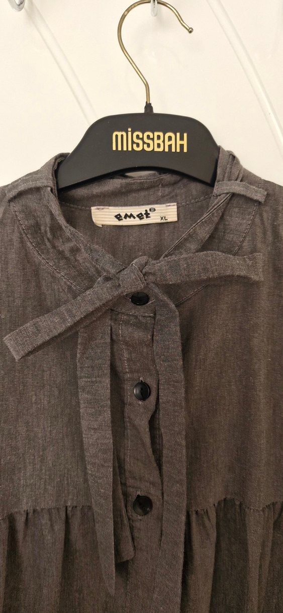 Düğmeli Uzun Keten Bohem Tunik - Görsel 3