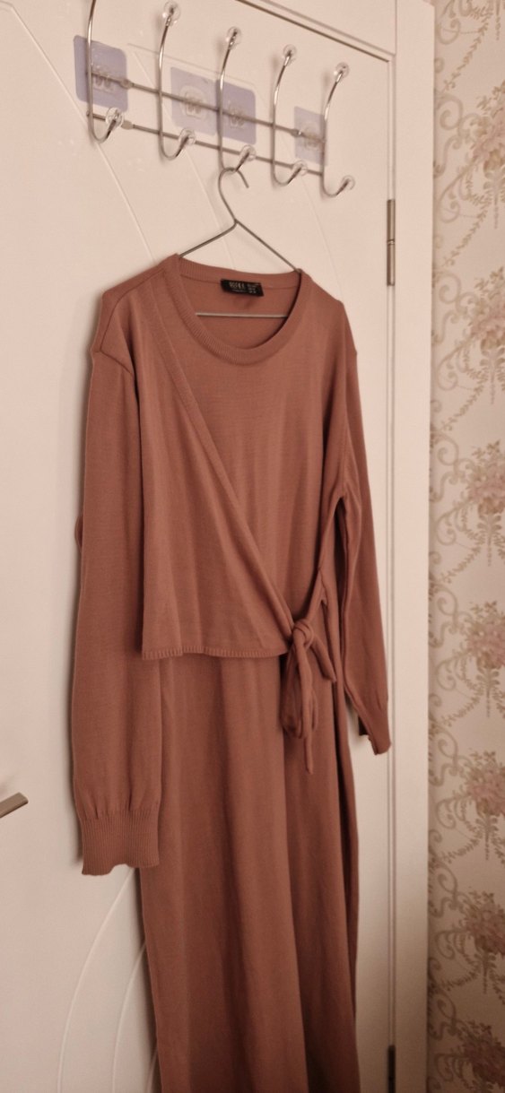 pembe Salaş Uzun Kollu Triko Elbise - Görsel 2