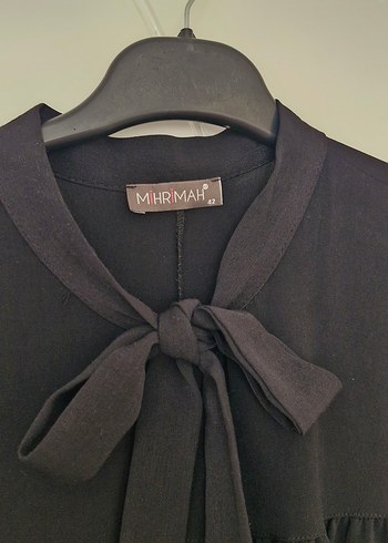 Siyah Fırfırlı Uzun Kollu Midi Elbise - Görsel 3