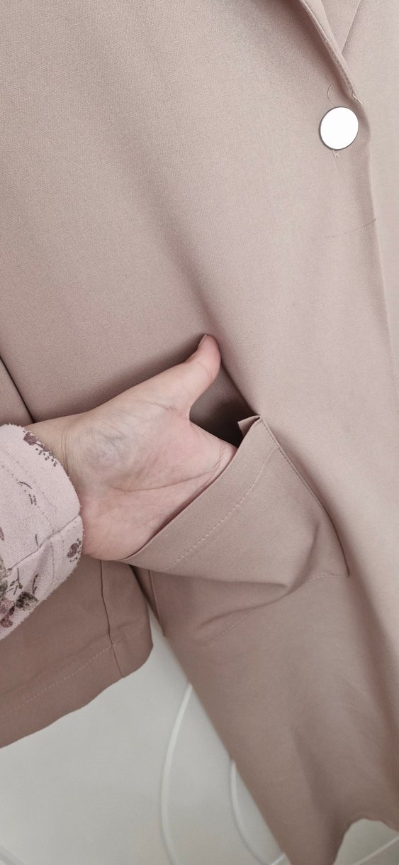 Bej Uzun Kadın ceket - Görsel 4