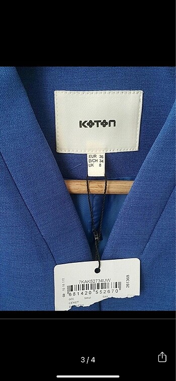 36 Beden Koton Ceket / Blazer Ceket