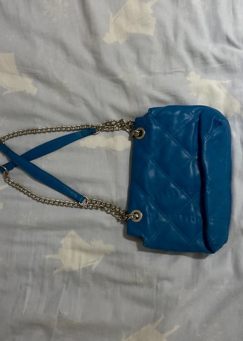 Mavi Deri Kadın Zincirli Çanta - Görsel 2