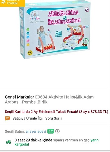  aktivite halısı ve ilk adım arabası 