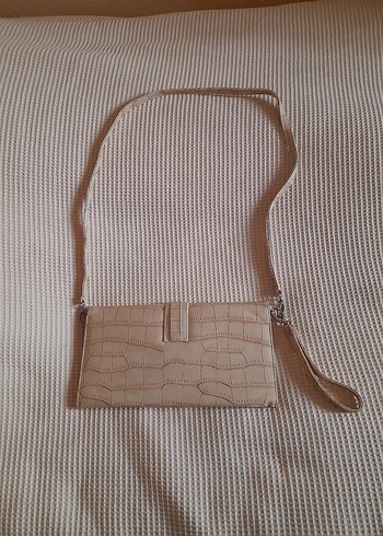 Bej Deri Yılan Desenli Tokalı Kadın Çanta - Görsel 6