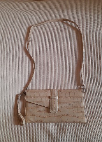 Bej Deri Yılan Desenli Tokalı Kadın Çanta - Görsel 7