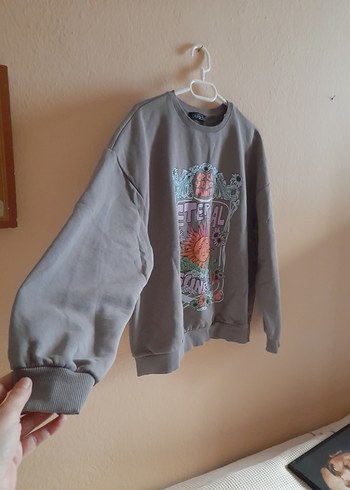 Bohem Gri Kadın Sweatshirt Uzun Kollu - Görsel 3