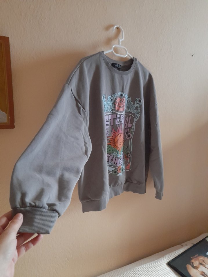 Bohem Gri Kadın Sweatshirt Uzun Kollu - Görsel 3