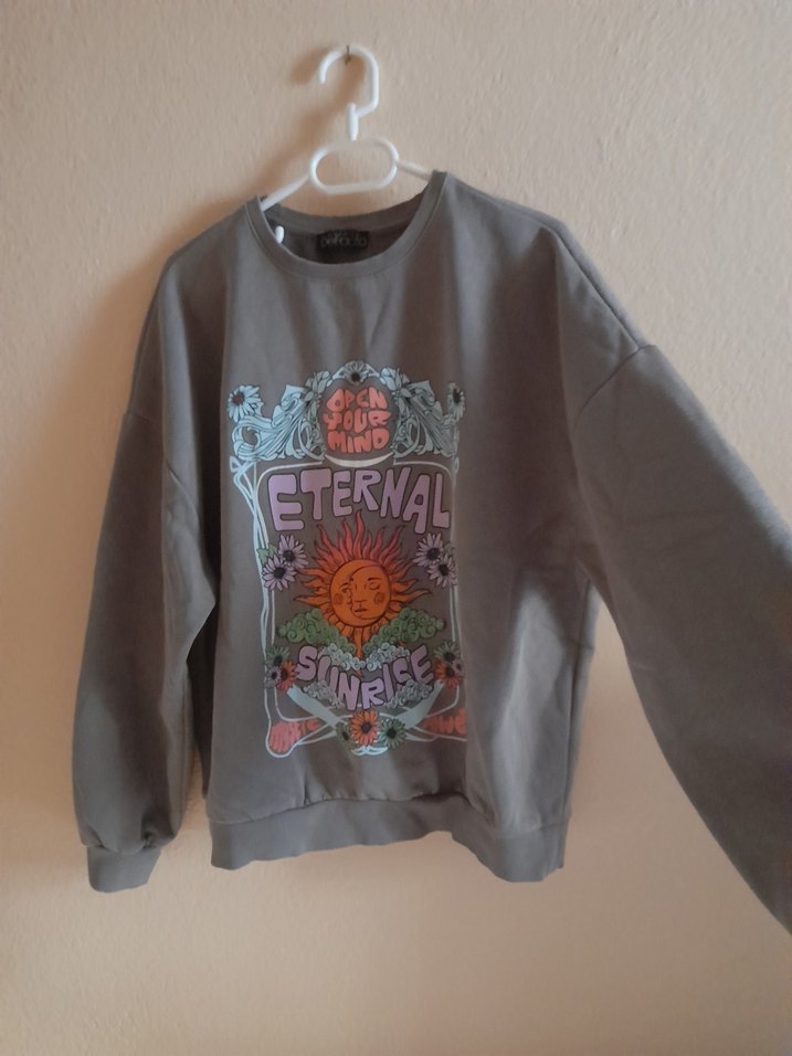 Bohem Gri Kadın Sweatshirt Uzun Kollu - Görsel 4