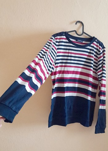 Çizgili Pamuklu Kadın Tişörtü - Görsel 4