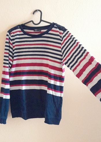 Çizgili Pamuklu Kadın Tişörtü - Görsel 3