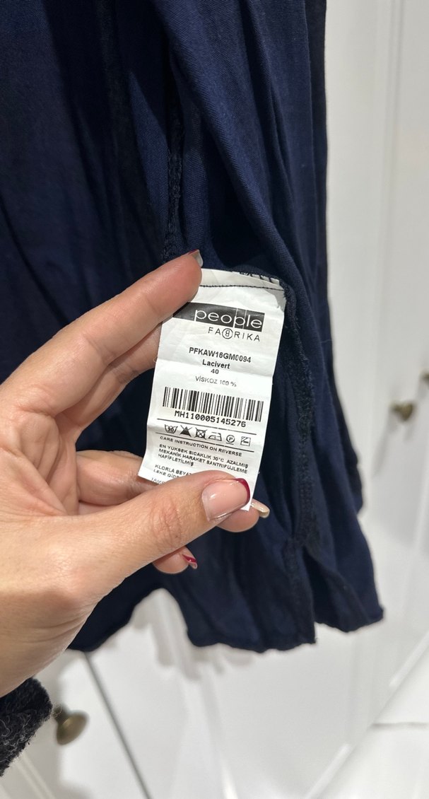 People Fabrika Lacivert Kadı  Uzun Kollu Gömlek - Görsel 3