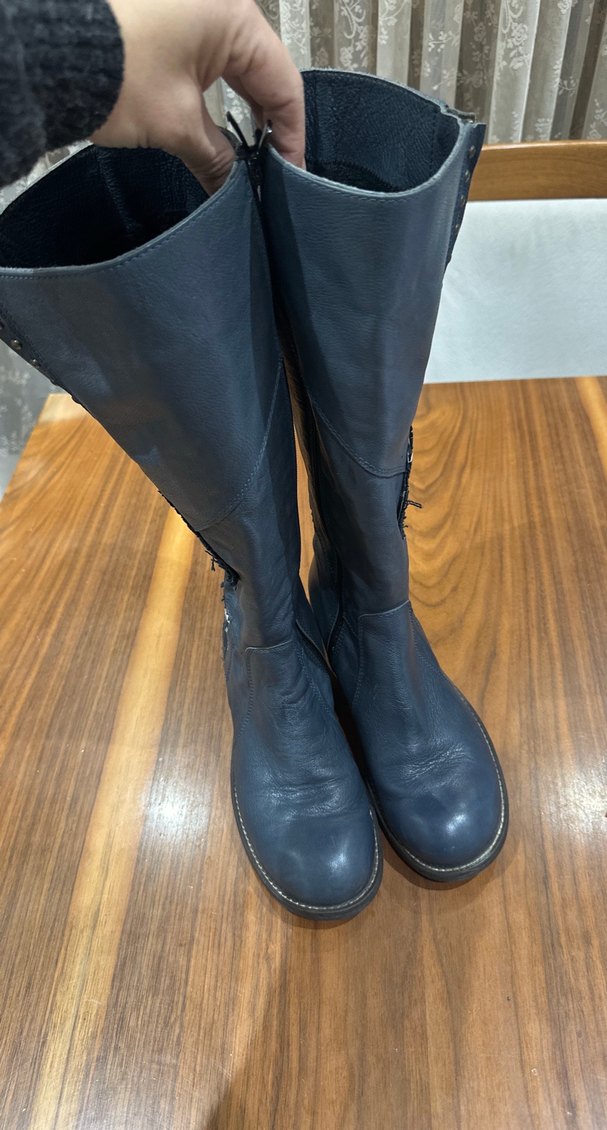 Kadın Mavi Deri Çizme - Görsel 2