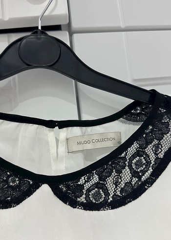 MudoDantel Yaka Detaylı Beyaz şifon Gömlek - Görsel 2