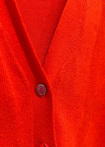 Mango Düğmeli Kırmızı Kadın Midi Hırka - Görsel 2