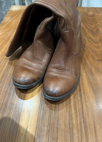 Kahverengi Deri Kadın Çizme - Görsel 4