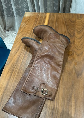 Kahverengi Deri Kadın Çizme - Görsel 3