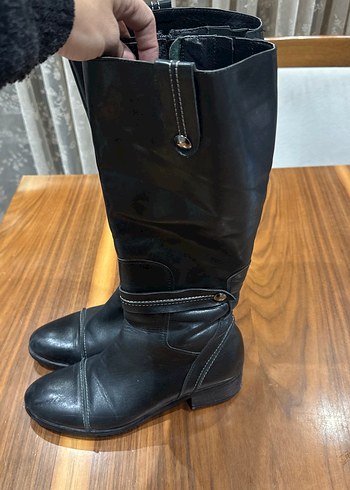 Kadın Siyah Deri Çizme Tokalı - Görsel 2