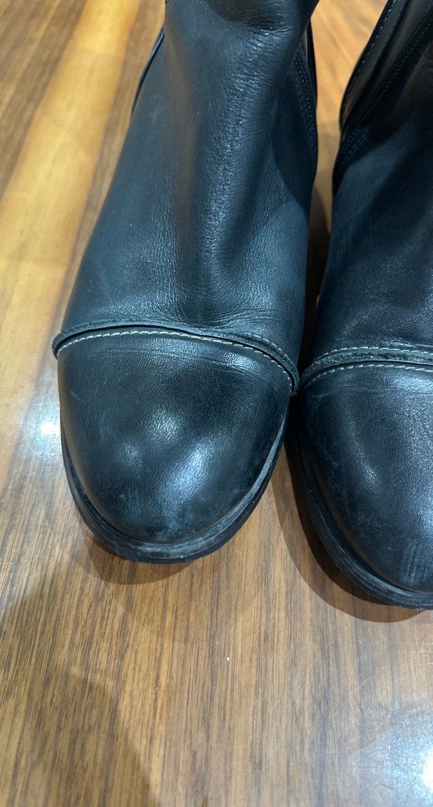 Kadın Siyah Deri Çizme Tokalı - Görsel 4