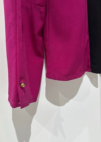 Düğmeli koyu pembe Kadın Gömlek - Görsel 2