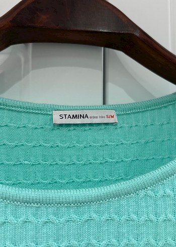 Stamina Turkuaz Örgü Kadın Uzun Kollu Kazak - Görsel 2