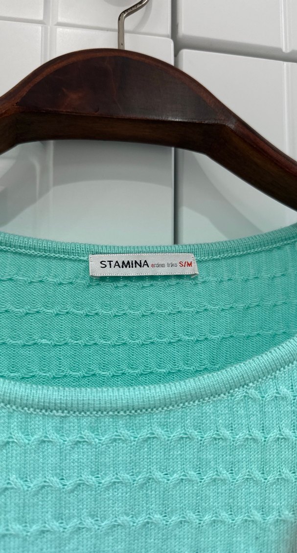 Stamina Turkuaz Örgü Kadın Uzun Kollu Kazak - Görsel 2