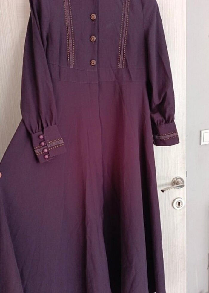 Mevlana kesim Mürdüm rengi ferace - Görsel 2