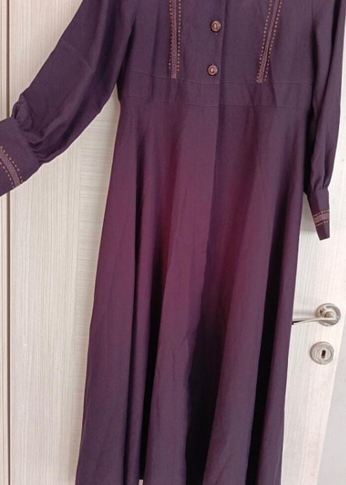 Mevlana kesim Mürdüm rengi ferace - Görsel 3