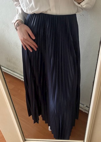 Lacivert Piliseli Uzun Etek - Görsel 2