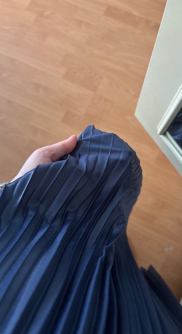 Lacivert Piliseli Uzun Etek - Görsel 3