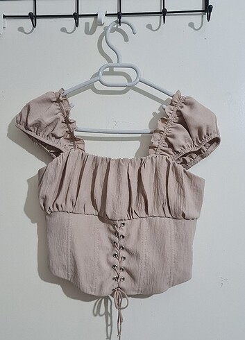 krem rengi büstiyer crop top korse