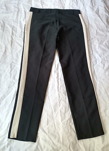 40 Beden siyah Renk Bej şeritli siyah kumaş pantolon