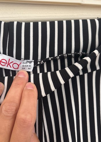 Diğer Çizgili Pilili Midi Kadın Kumaş Pantolon