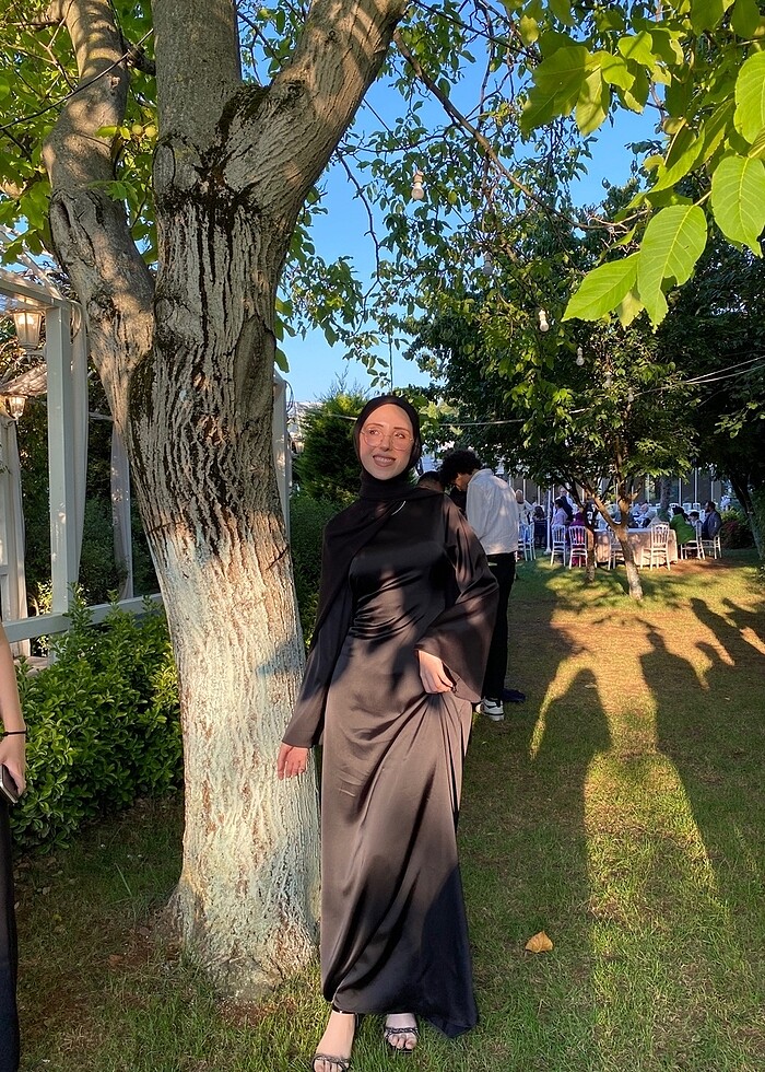 Arkası İpli Bağlamalı Saten Uzun Abiye - Görsel 2