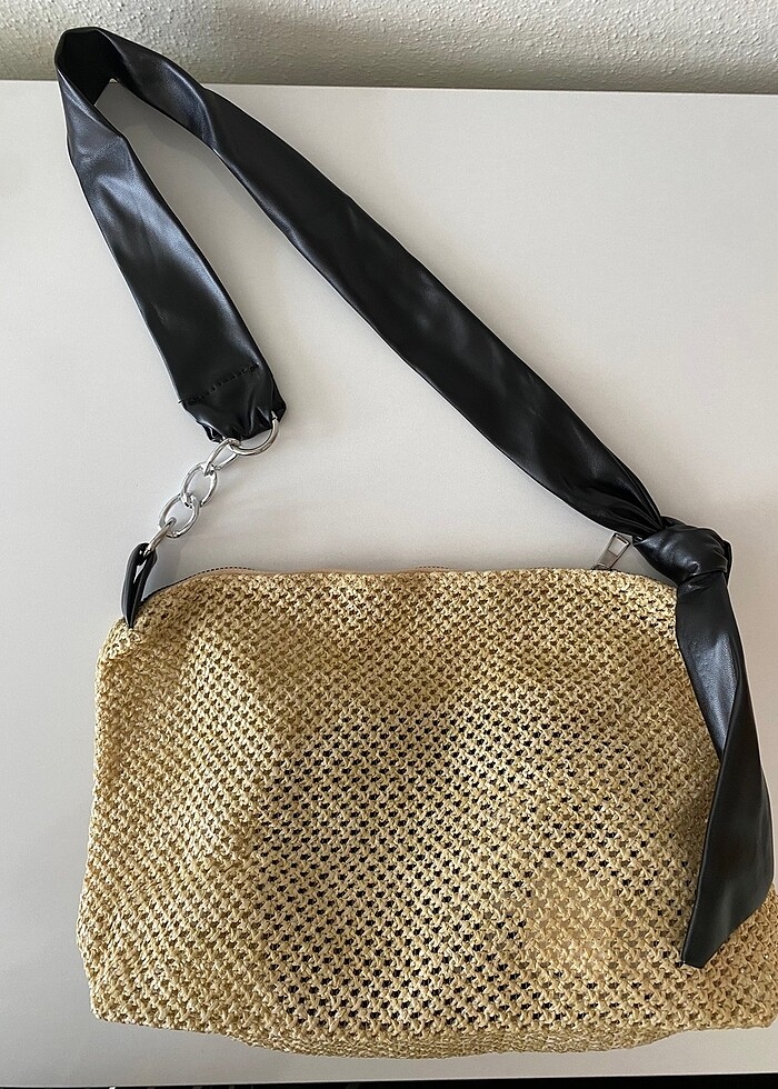 TEMU Geniş Kapasiteli Hasır Siyah Omuz Çantası - Görsel 3