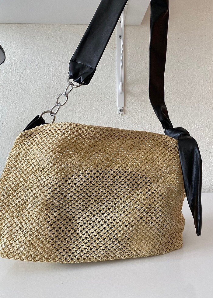 TEMU Geniş Kapasiteli Hasır Siyah Omuz Çantası - Görsel 4