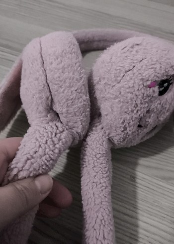  Beden Renk Pastel Bej Uzun Kollu Peluş Tavşan kulaklık