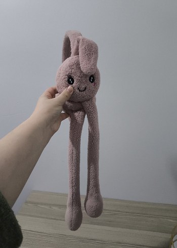 Pastel Bej Uzun Kollu Peluş Tavşan kulaklık