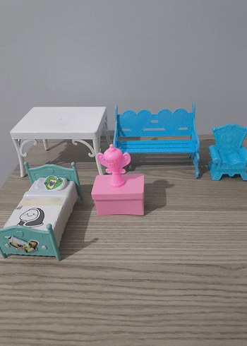 Pastel Mavi Mini Oyuncak Mobilya Seti - Görsel 2