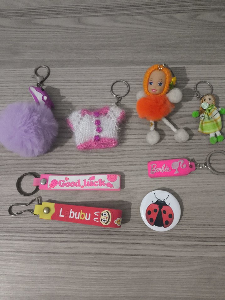 Renkli Püsküllü Kadın Anahtarlık Seti - Görsel 2