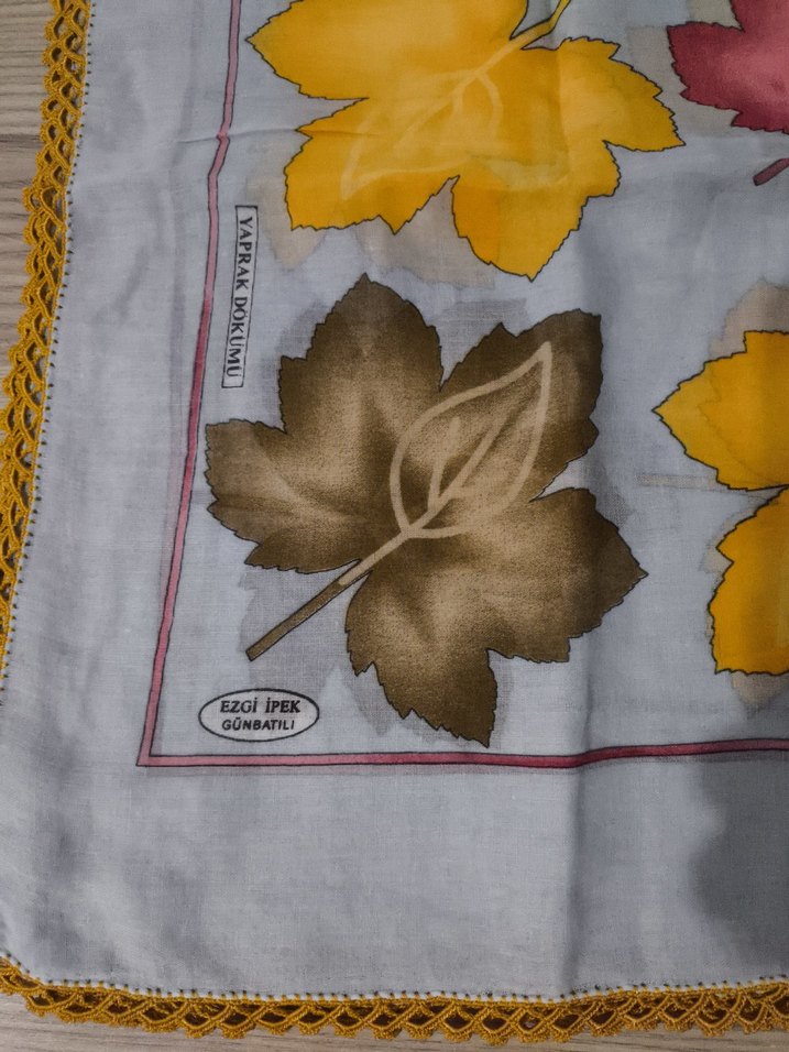 yaprak desenli oyalı yazma - Görsel 2