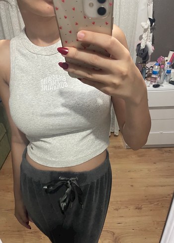 s Beden gri Renk pull bear kadın crop