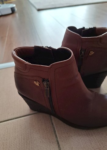 Deri Taba Kadın Dolgu Topuklu Bot - Görsel 7